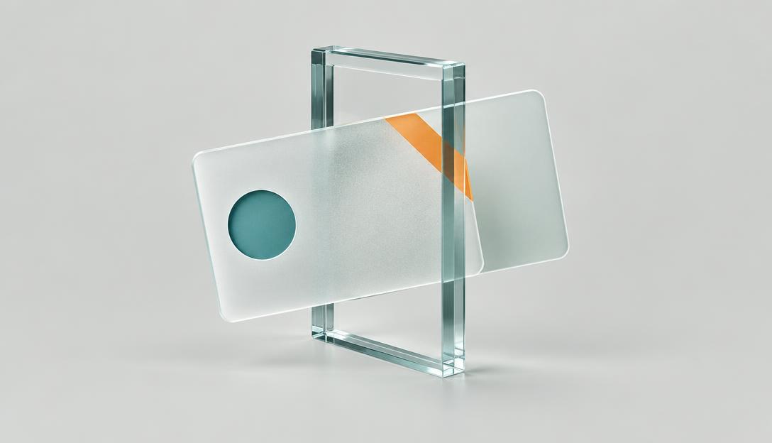 Tarjetas abstractas sin datos en un marco de cristal: documentación para seguros